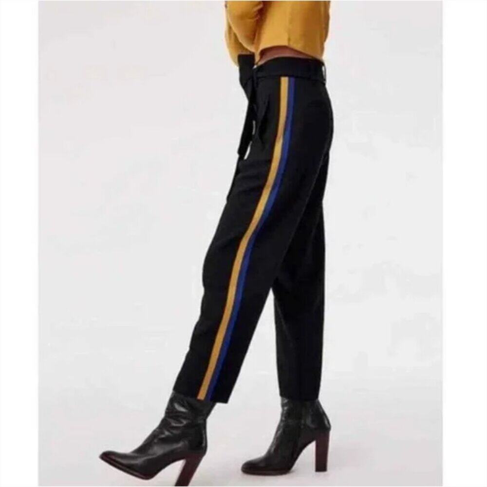 Aritzia Wilfred Tie-Waist Side-Stripe Black Trouser Pants